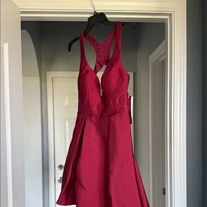 Sequin Hearts Burgundy Prom Dress with Racerback